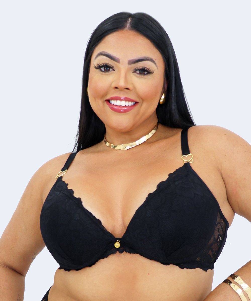 Sutiã com Bojo com Detalhe Coração Plus Size - JACKIE